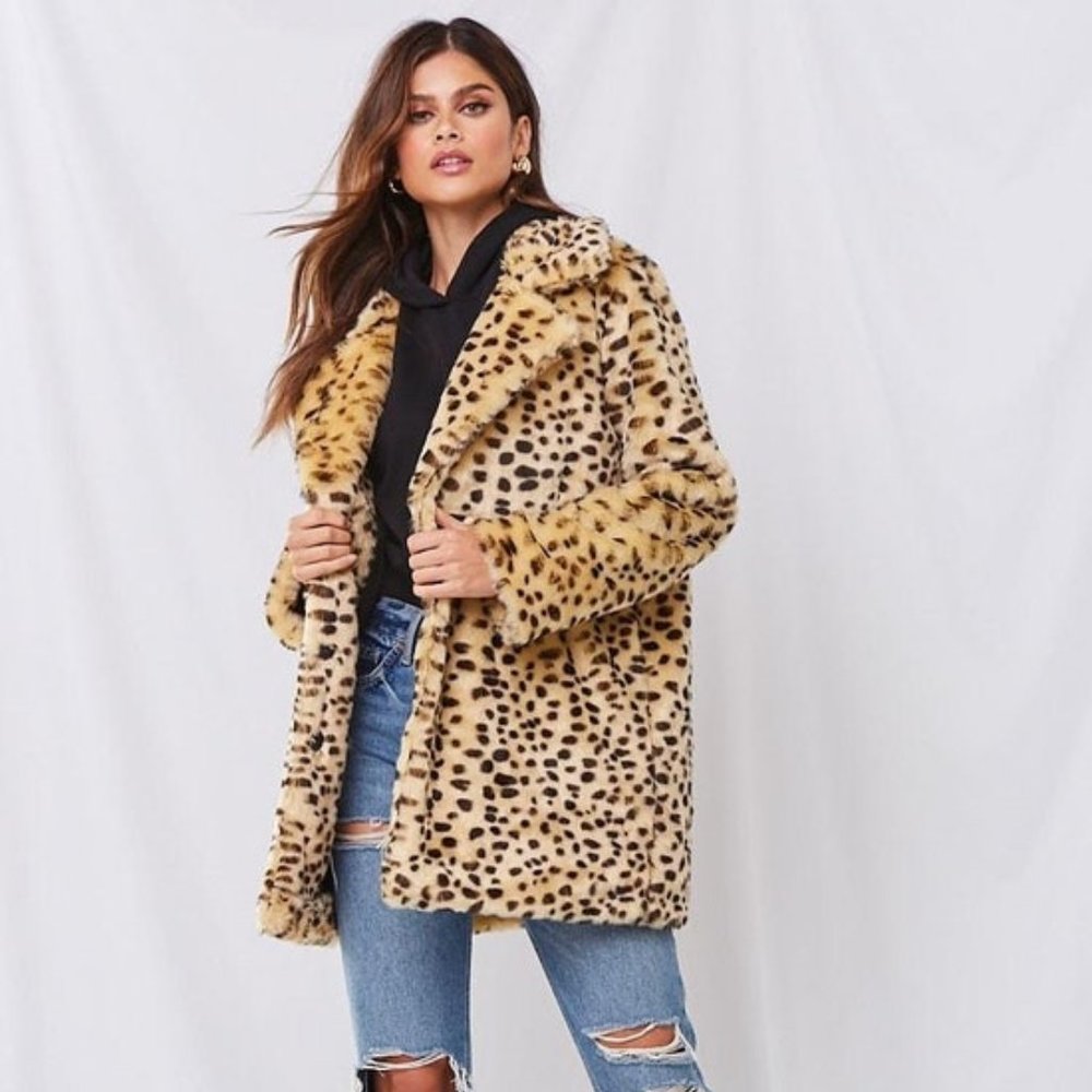 F21 Cheetah Faux Fur Coat
